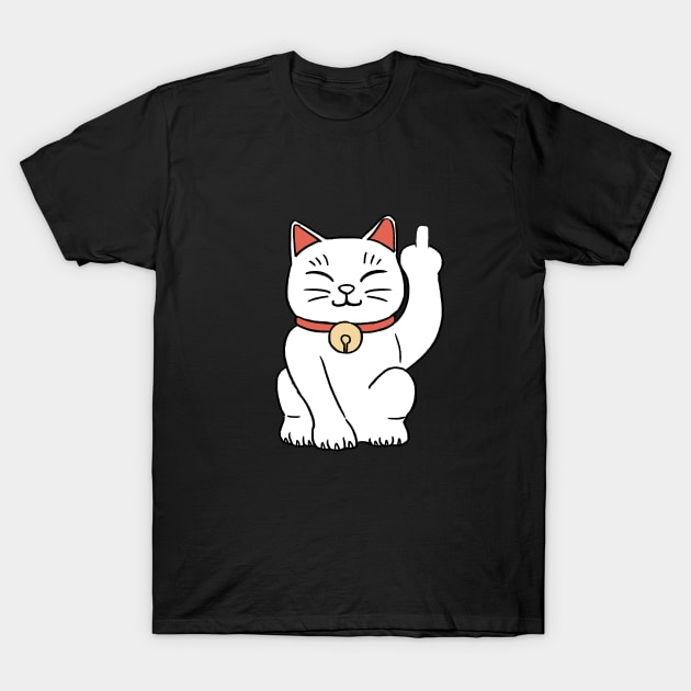 Lucky cat middle finger T-Shirt by la'lunadraw